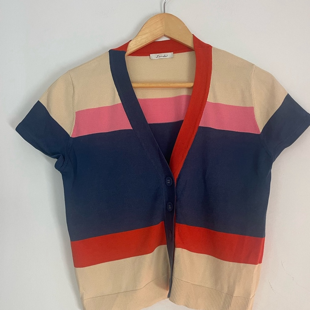Sundei Striped Knit Cardigan Sweater Made in Italy - Picture 11 of 11